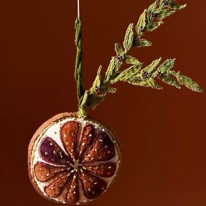 Anthropologie RUMI Orange Beaded Ornament